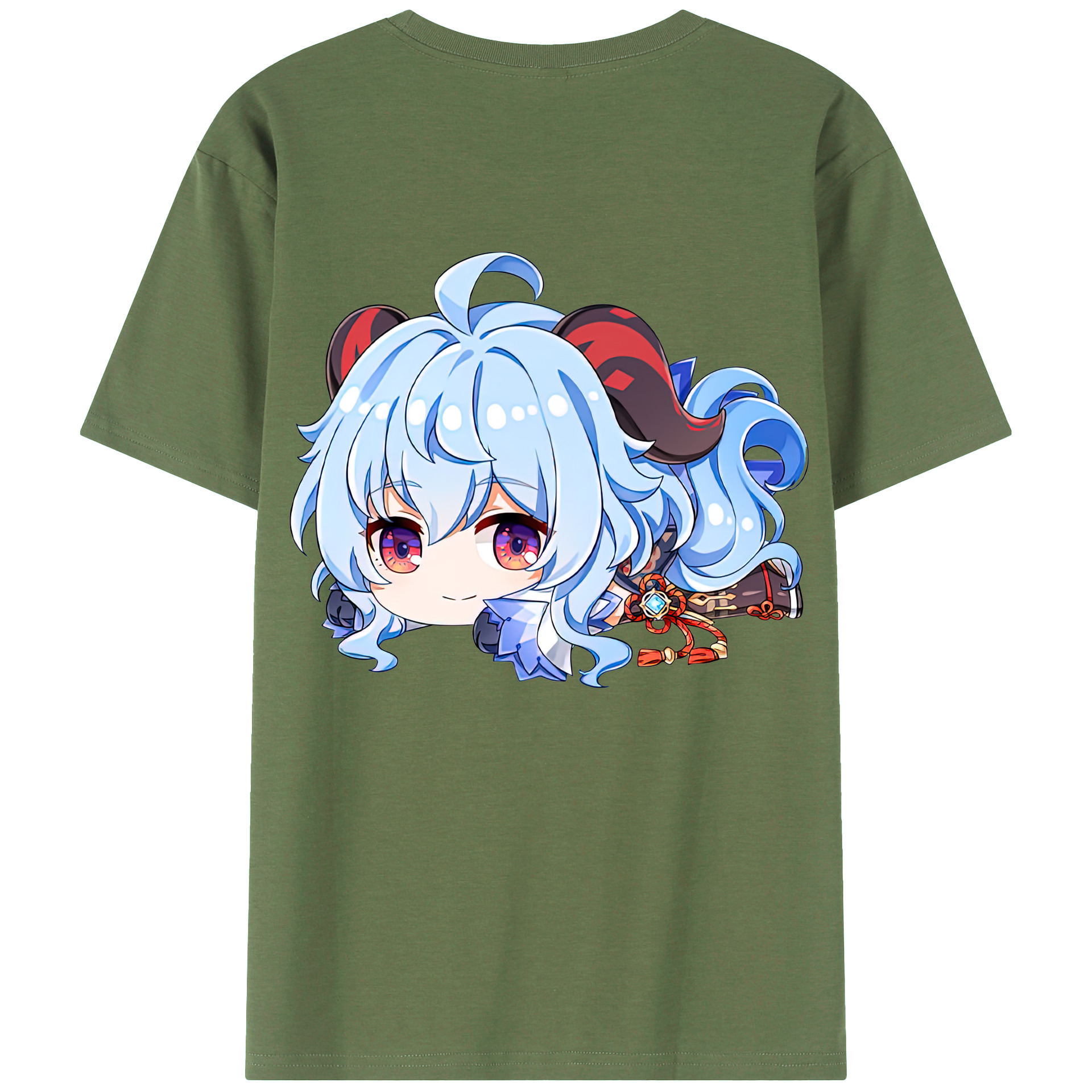 げんし神 甘雨 かんう genshin Ganyu 綿100％ メンズ半袖Tシャツ（バックプリント） 通気性